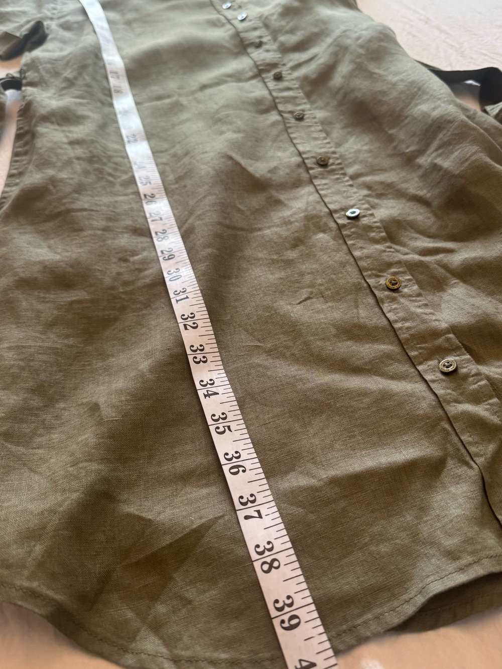 Ralph Lauren Olive Linen Tie-Waist Midi Shirt Dress - Picture 9 of 10